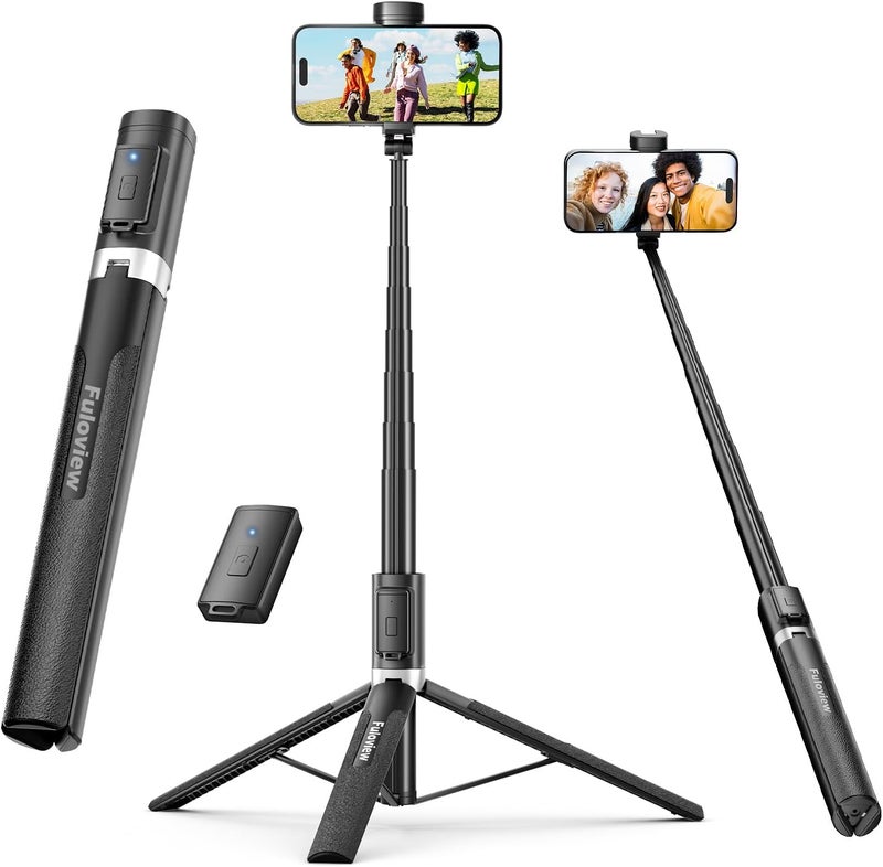 Fuloview 72'' Selfie Stick Tripod,Tripod for iPhone Wireless Remote for Selfies,Group Photograph,Video Recording. Phone Stand Compatible with iPhone Android Phone,Camera - Image 1